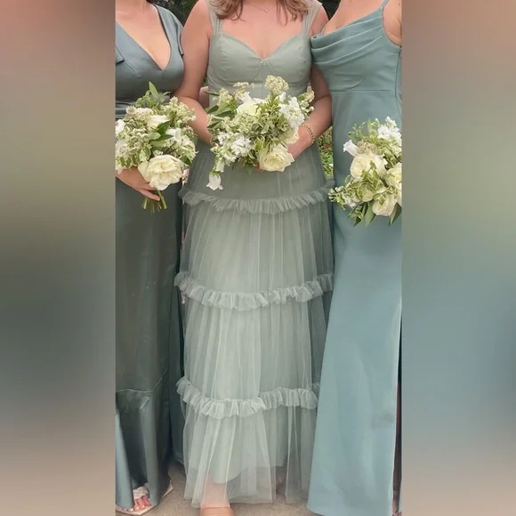 Revelry Sloane Tulle Dress Sage - Picture 2 of 2